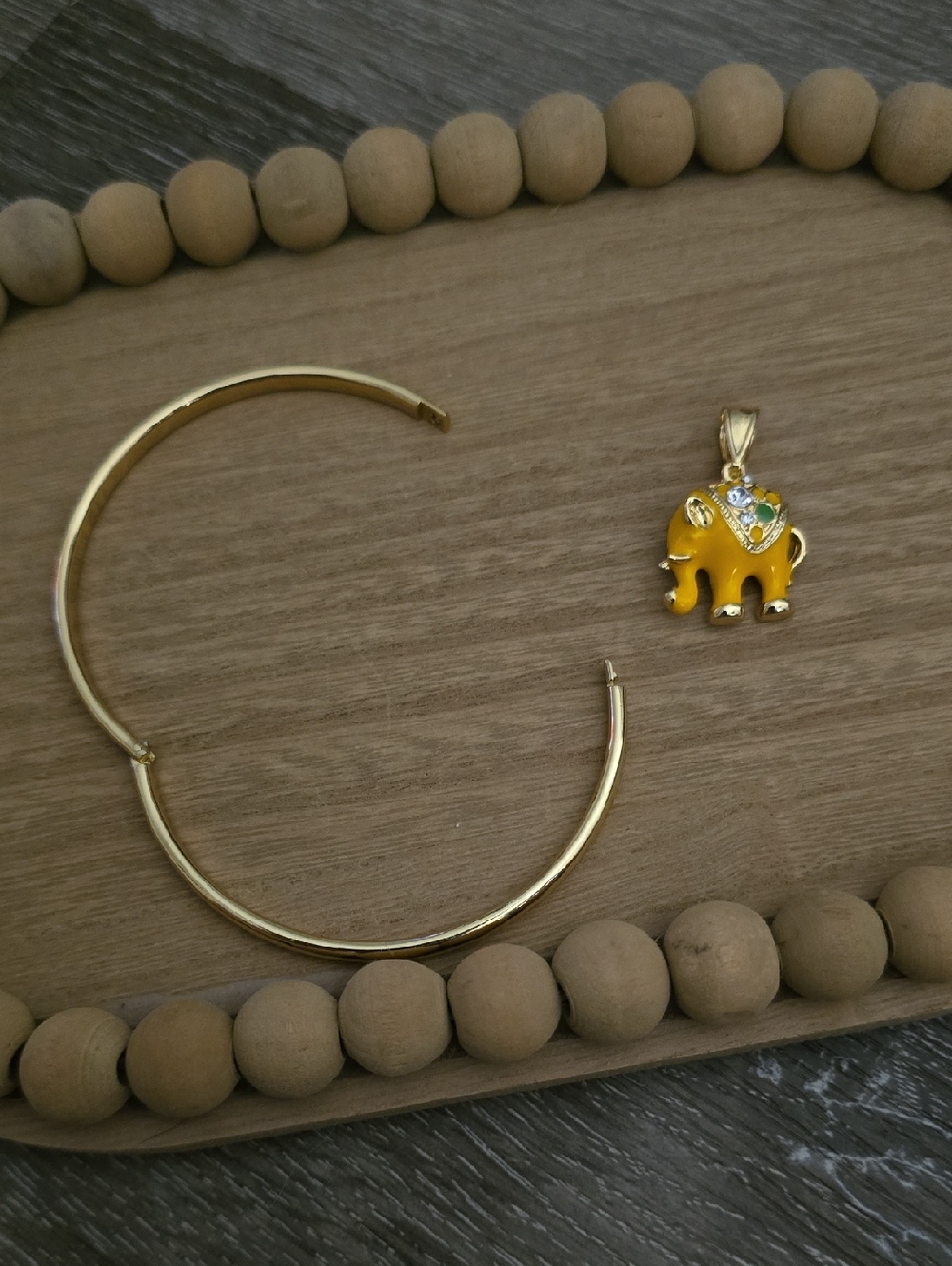 Gold-Tone Yellow Elephant Pendant Necklace Charm - Women Jewelry